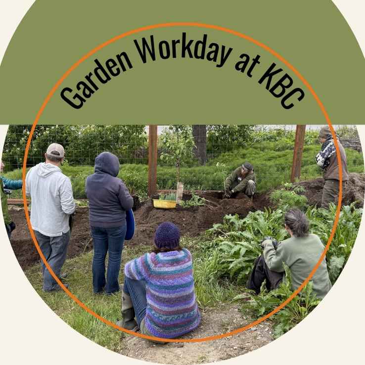 a group of people surrounding a man planting vegetation