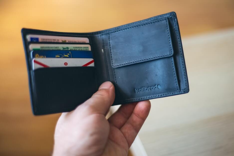 Open wallet with cards inside