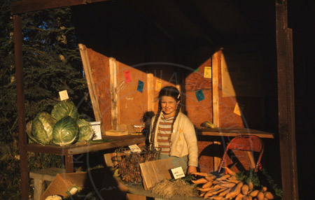 Mary Mullen and her vegetable stand, Soldotna 1956