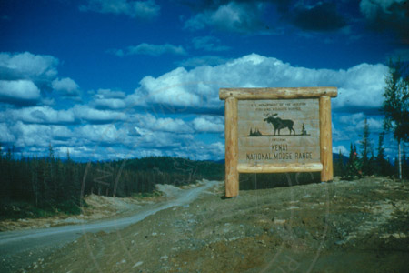 Kenai Moose Range sign, Soldotna 1960's