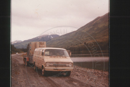 Dan Hamler hauling restaurant equipment, Summit Lake 1960's