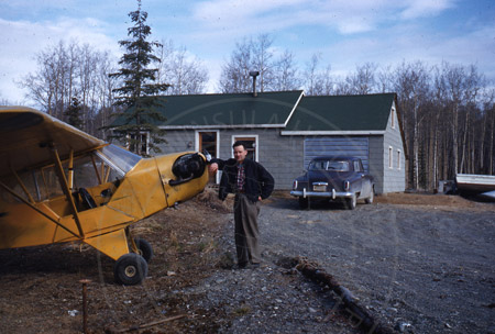 Al Hershberger home and airplane, Soldotna 1953