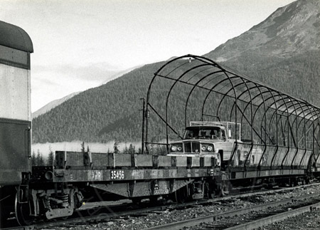 Alaska Railroad flat cars bound for Whittier, Portage 1960