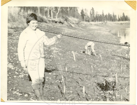 Young girl with hooligan catch, Cook Inlet 1967