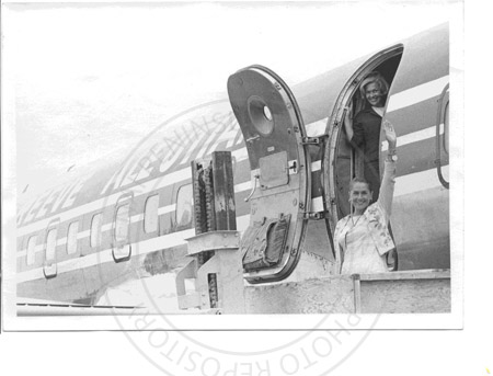 Reeve Aleutian Airways plane on Kenai airfield, Kenai 1960