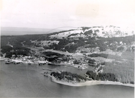 Aerial view of Seldovia, early 1960's