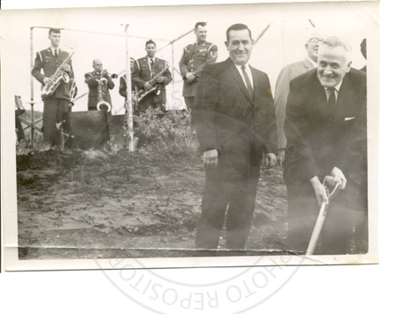 Bud Dye and Governor Bill Egan breaking ground for the Kenai Airport, Kenai 1965