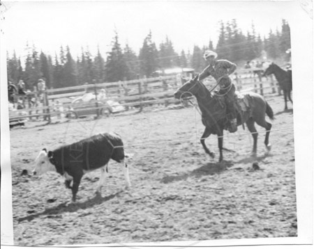 Rodeo event at the rodeo grounds, Soldotna 1960