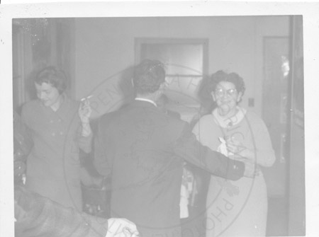 Daphne McLane and Betty Karsten dancing at 4 Royle Parkers, Soldotna 1960