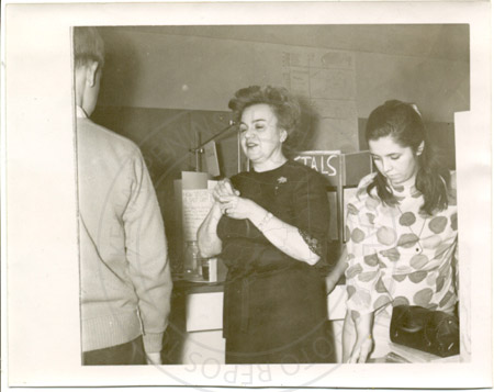 Chemistry teacher Shirley Denison and student Anna Kay Evans, Kenai 1964