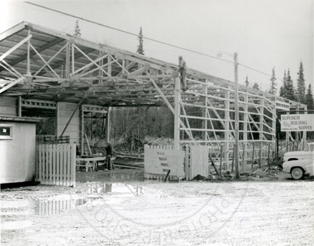 Superior Building Supply addition under construction, Soldotna, Alaska 1960