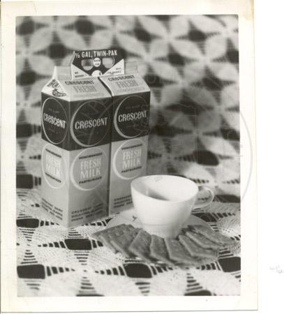 Crescent Dairy carton packaging material, Soldotna early 1960's