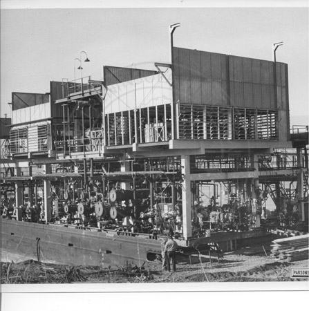 Secured barge at dock, Nikiski 1962