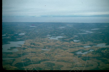 Aerial photo of the northern Kenai Peninsula in autumn, mid 1950's
