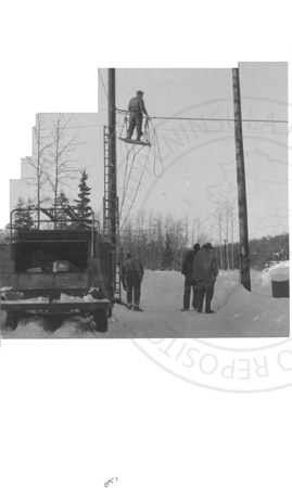 Utility line work on telephone lines, Kenai/Soldotna 1960's