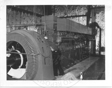 Odin and Bill Strandberg's large gas generator, Soldotna late 1960's