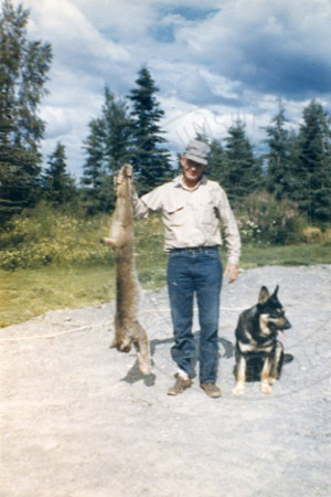 Ed Ciechanski with trapped lynx, Soldotna 1950's