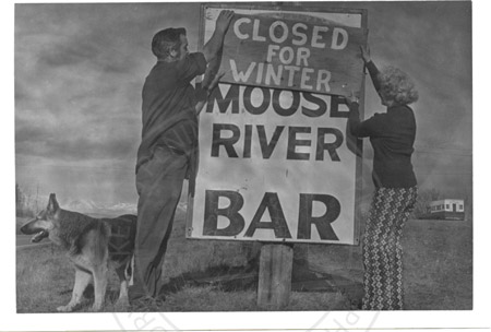 "Moose River Bar" and "closed for winter signs", Sterling 1960's