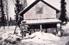 Winter view of south side of Howard Lee's cabin, Soldotna 1950