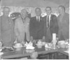 Political dignitaries Allan Petersen, Ernest Gruening, Ralph Rivers, Nick Begich, and Yule Kilcher at a dinner, Soldotna 1960