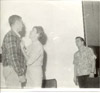 Ted Grainge, Gail Smith, and Lance Peterson rehearsing for "Night of January 16th", Kenai Central High School, Kenai 1965