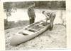 Canoeists just out of the water, Kenai Peninsula mid 1960's