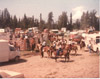 Riders queuing up for events at the Soldotna Rodeo Grounds, Soldotna late 1960's