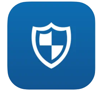 Rave Guardian Logo of white shield on blue background