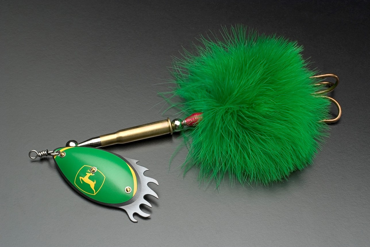 John Deere style handmade lure with green fur